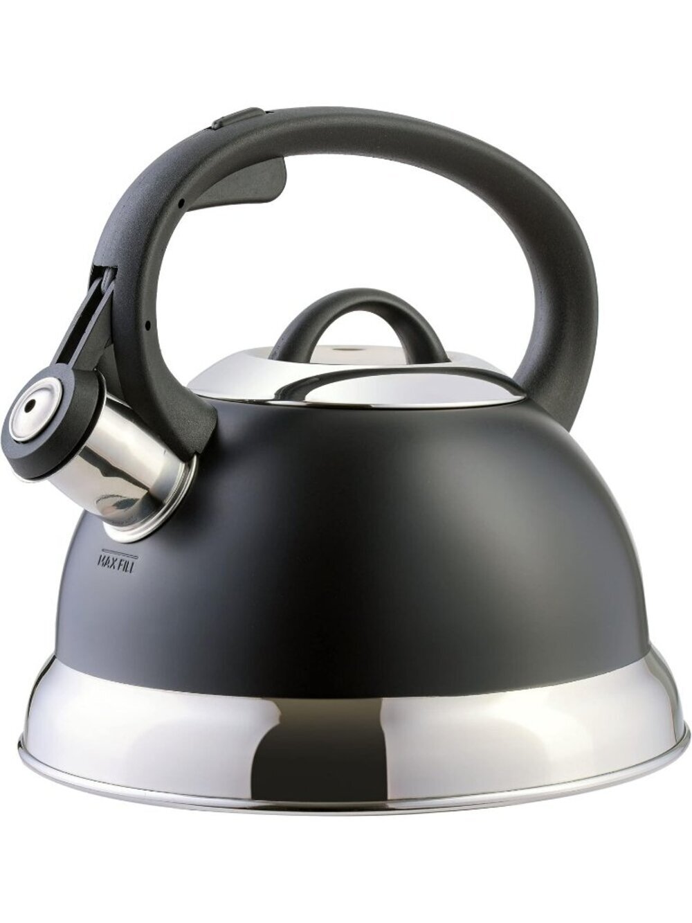 Black Kitchen Whistling Tea Kettles 1.75-QT Stainless Steel Stove-Top Teapot